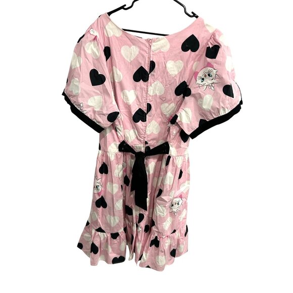 Disney Marie Pink Dress Heart Pattern And Bow Accents Size 4 Kidcore Aristocats - Picture 3 of 13